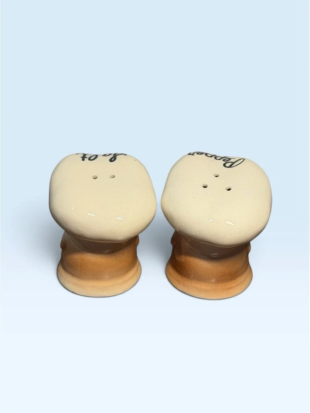 Vtg 50’s Chef Jolly Cook Salt & Pepper Shakers Range Set Toque Hat Japan Trinket